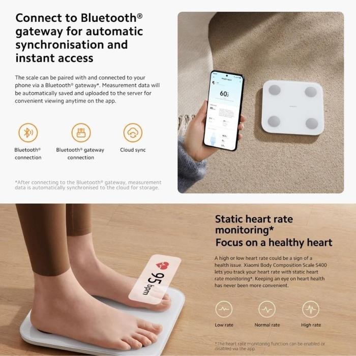 Xiaomi Mi Smart Scale S400 Body Fat Mass Timbangan Badan Digital 25 Data Pasti Ori