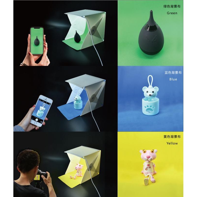 Mini Photo Box Kotak Studio Foto Lampu Led Dan Latar Belakang