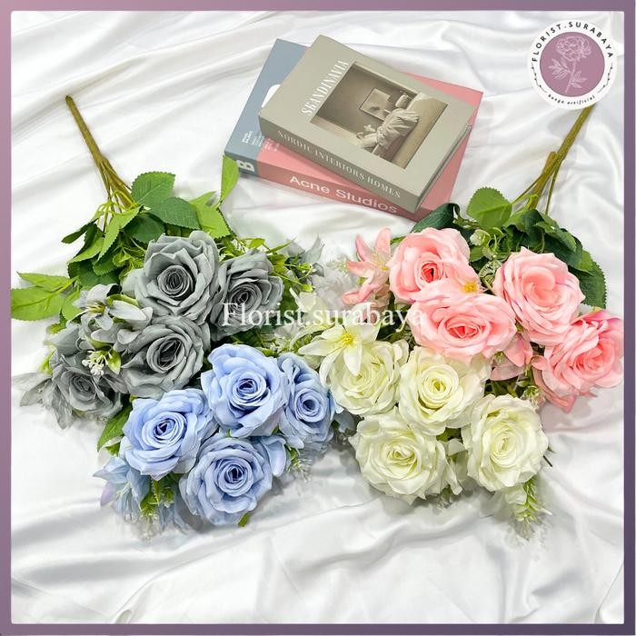 BUNGA MAWAR MEKAR CANDY CABANG 7BUNGA MAWAR KUNTUMAN SEDANGBUNGA MAWAR ARTIFICIAL MURAH bunga sudut