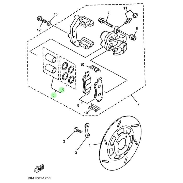 PISTON ASSY KALIPER CAKRAM REM DEPAN RX KING NEW SCORPIO ORIGINAL YAMAHA JAPAN 5BP-W0057-00