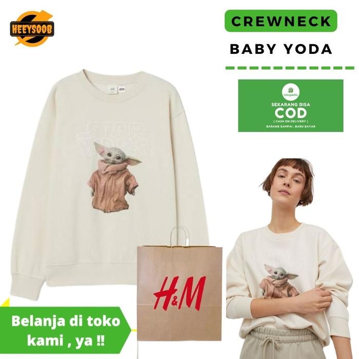 Crewneck H&M HnM Starwars baby yoda Crewneck pria Crewneck Wanita terlaris