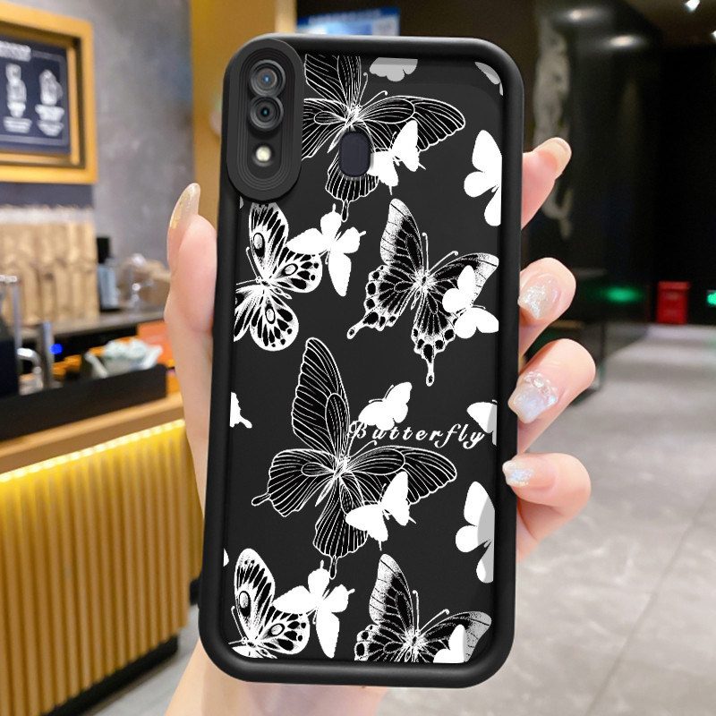 Casing Hp untuk Samsung Galaxy A20 A20s A30 A21s M10s Case Hp Casing pola Kupu-kupu hitam HP Cesing 