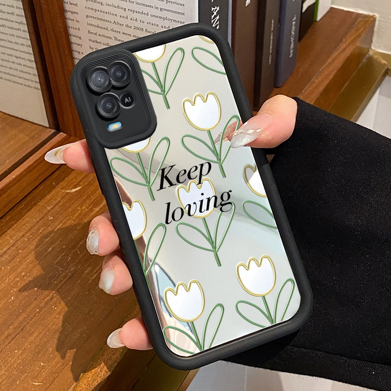 Casing Hp OPPO A54 Case Casing Tulip Graffiti HP pola Kesing Kasing cermin Cesing Silikon Softcase