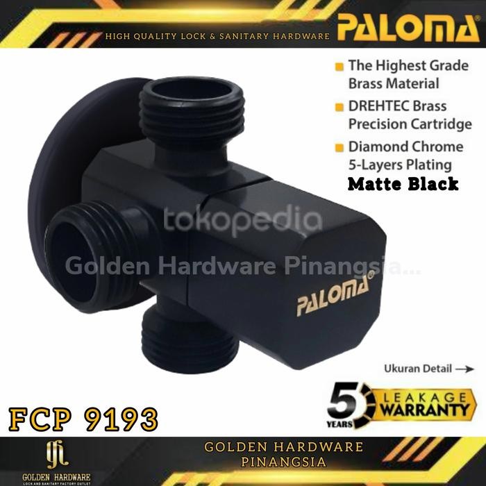 Murah Paloma Fcp 9193 Stop Kran Keran Cabang 3 Air Dingin 1/2" Valve Black Terlariss 