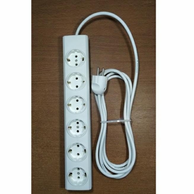 Stop Kontak Broco 6 Lubang Rakit + Kabel 3 Meter + Steker Broco Colokan