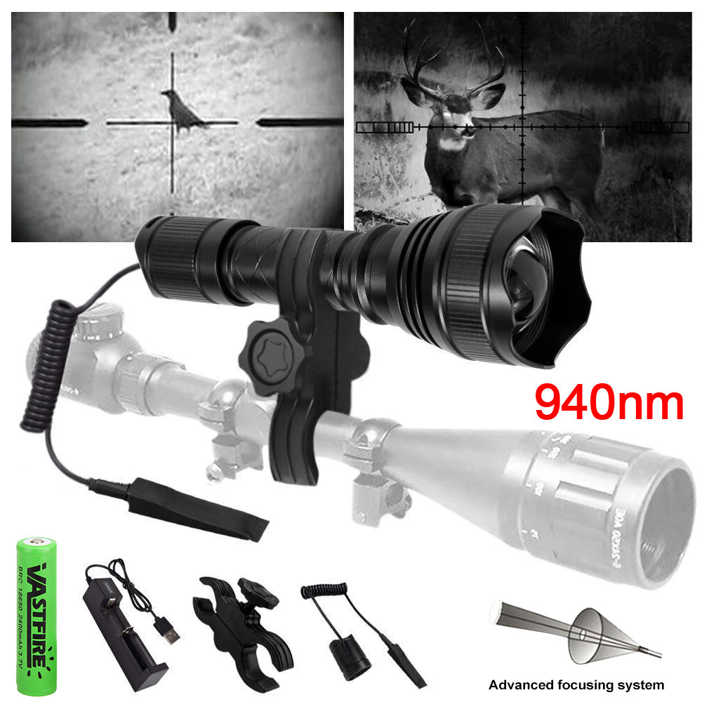 850nm/940nm Infrared Flashlight Adjustable Focus Zoomable IR Hunting Torch Infrared Radiation Weapon