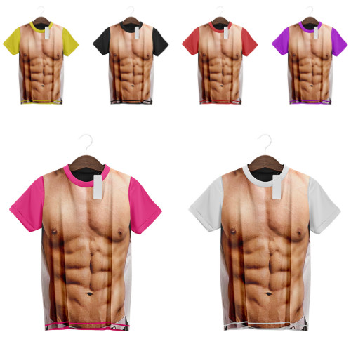 Kaos Sixpack 3D Baju Printing Dewasa Beragam Warna Unisex Pria Dan Wanita 067BB003 - Saga Sport