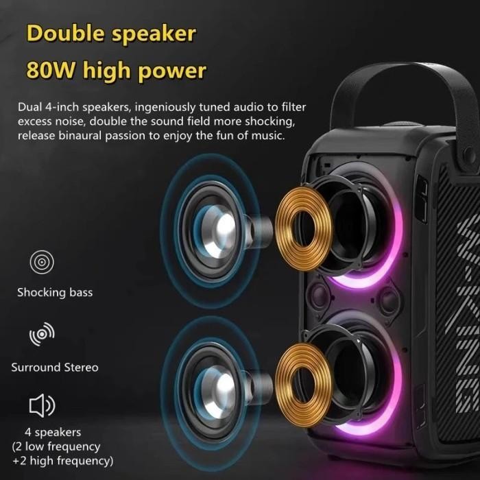 27r7- Speaker Portable Wireless W-King T9 + Mic Speker Bluetooth Karaoke