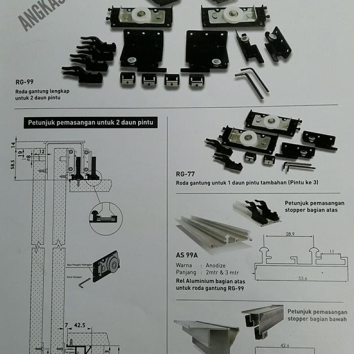 Rel Roda Pintu Sliding Gantung Huben