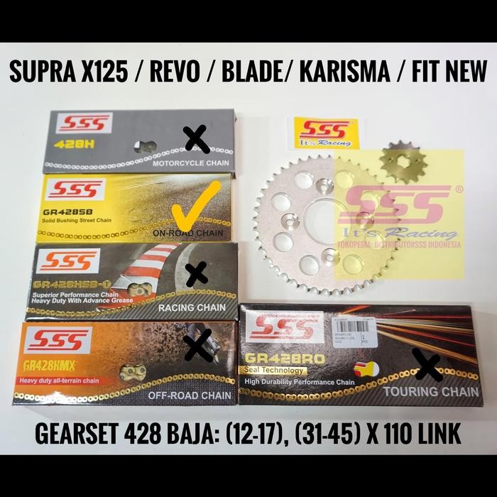 Gearset Sss 428 Supra X 125 Revo Blade Kharisma Kirana Supra Fit New X125 Injeksi Revo Injeksi Gir