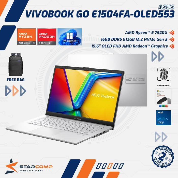 ASUS Vivobook E1504FA-OLED553 AMD Ryzen 5 7520 16GB 512GB 15.6" FHD - Silver
