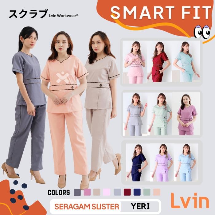 SIAPKIRIM Baju Seragam suster Lvin Peplum Batik / Yeri Series / baju basitter / nanny