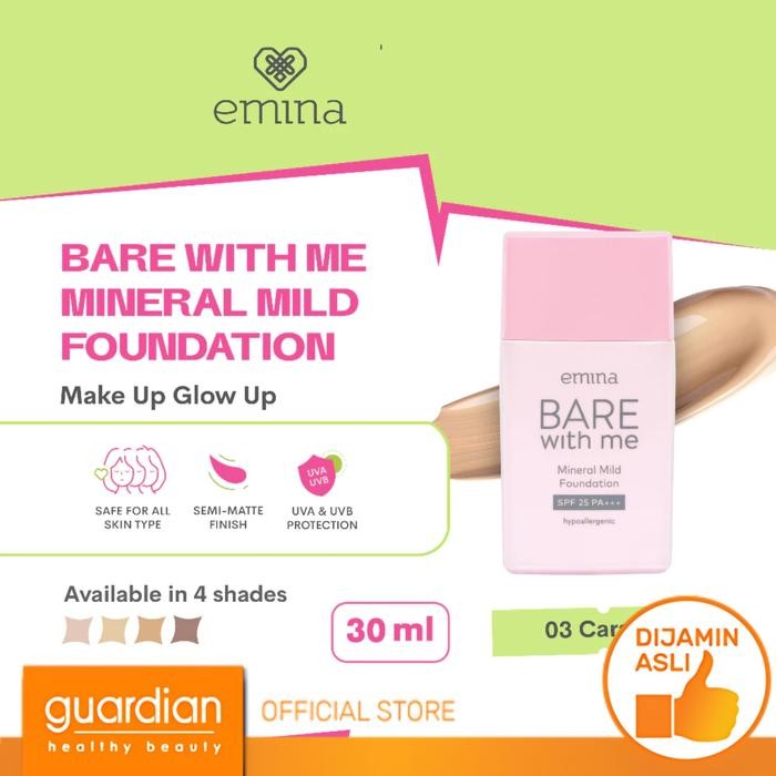 Top Emina Bare With Me Mineral Mild Foundation 03 Caramel 30Ml