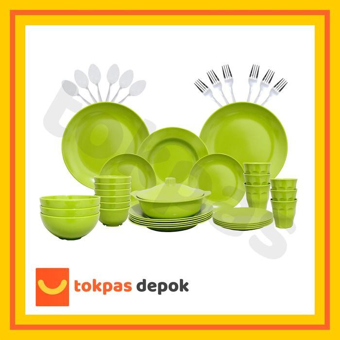 Alat Makan Murah Piring, Mangkok, Gelas Set 42 Pcs Golden Dragon / Gd Set 1 Melamine Food Grade