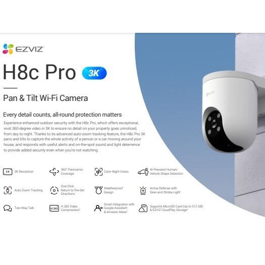 x3ad- H8C 5Mp Ezviz Cctv Camera Digital Lens