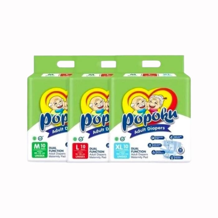 KirimInstan- Popoku Popok Dewasa Tipe Perekat 1 Pack Isi 10 Pcs Popoku Adult All Size M L Xl Daya