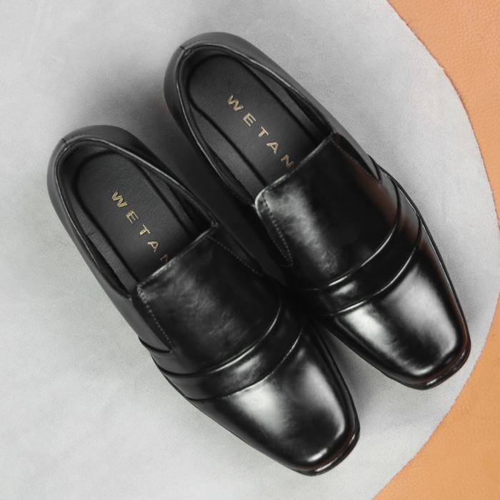 WETAN SEPATU PANTOFEL PRIA SLIP ON HITAM ORIGINAL BAHAN KULIT ANTI SLIP UKURAN BIG SIZE JUMBO 37-48