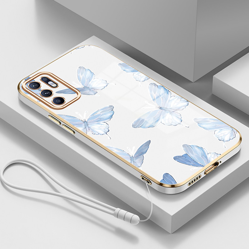 Casing Untuk OPPO Reno 6 4G Reno 6 5G Case Casing HP Softcase Tali gantungan berlapis silikon mewah 