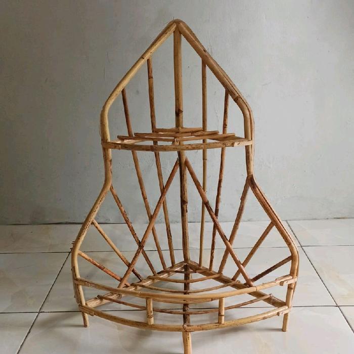Keranjang Parsel Rotan 2 Rak Susun Tinggi 60cm untuk Hampers & Hantaran Lebaran