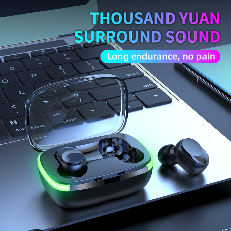 Y60 Bluetooth 5.1 TWS Earbuds 9D Surround Shocking Bass Color Breathing Lamp Wireless Headphones
