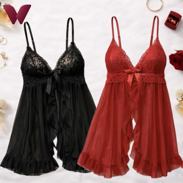 WILDNOD - MITA + CD S-2XL (LD 70-110) lingerie dress transparan