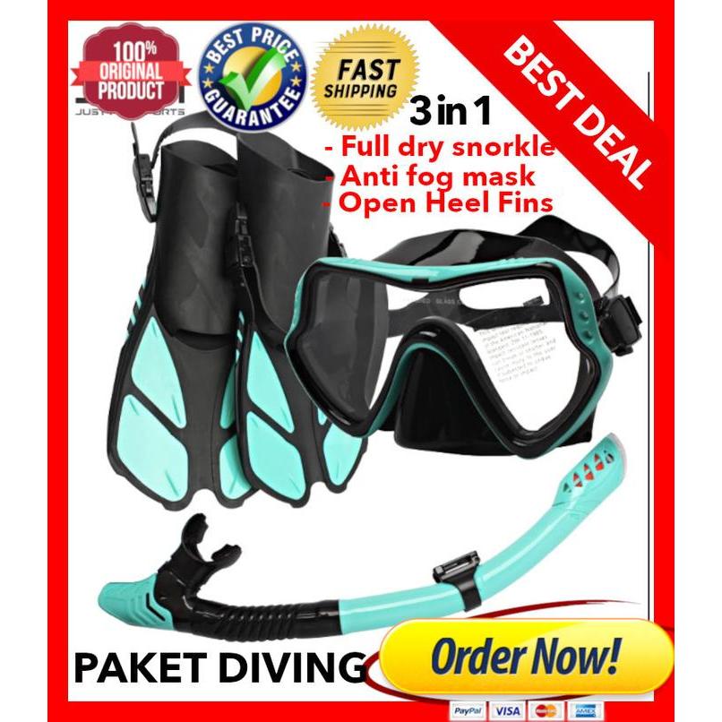 Kacamata Selam Snorkling FULL DRY Scuba Diving Fins SET model 01