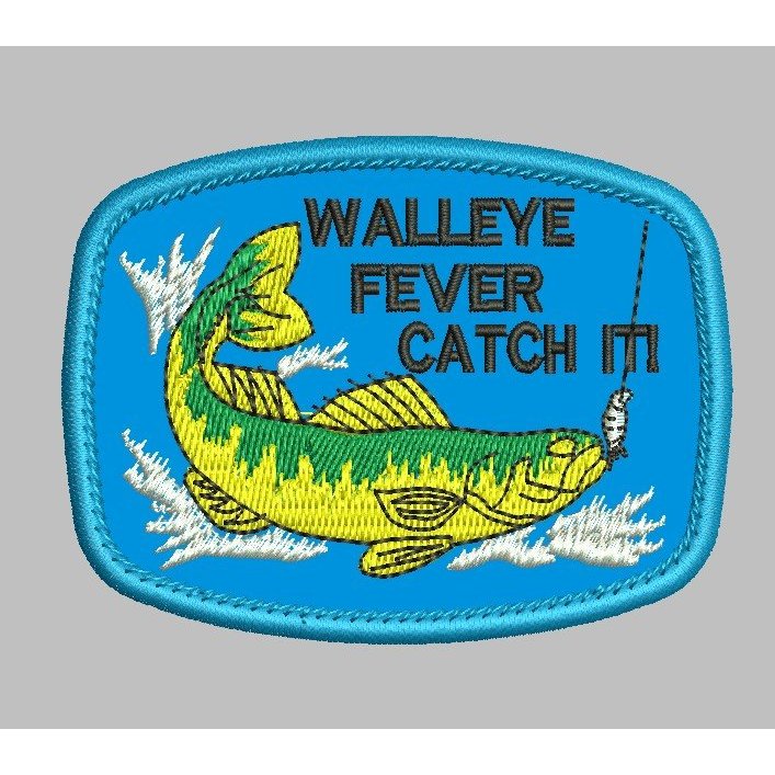 ADVF-124 WALLEYE FEVER CATCH IT MANCING PATCH BORDIR LOGO AKSESORIS
