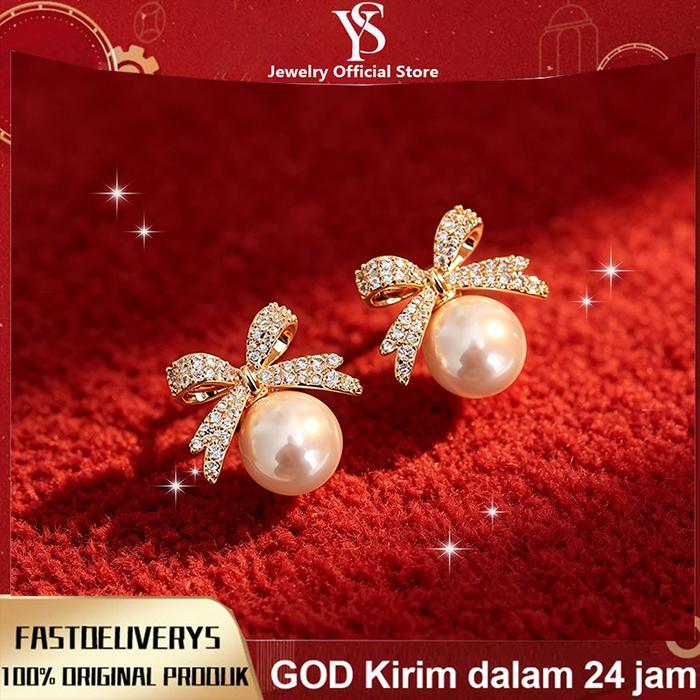 Anting Anting Zirkonia Mutiara Perhiasan fashion kreatif anting-anting asli dopamin mewah yang
