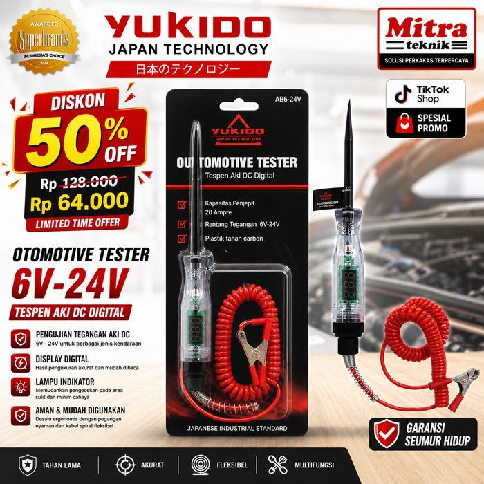Yukido Tespen Digital DC Tester 6v/12v/24v Auto Voltage Universal Digital Obeng Testpen DC Tespen
