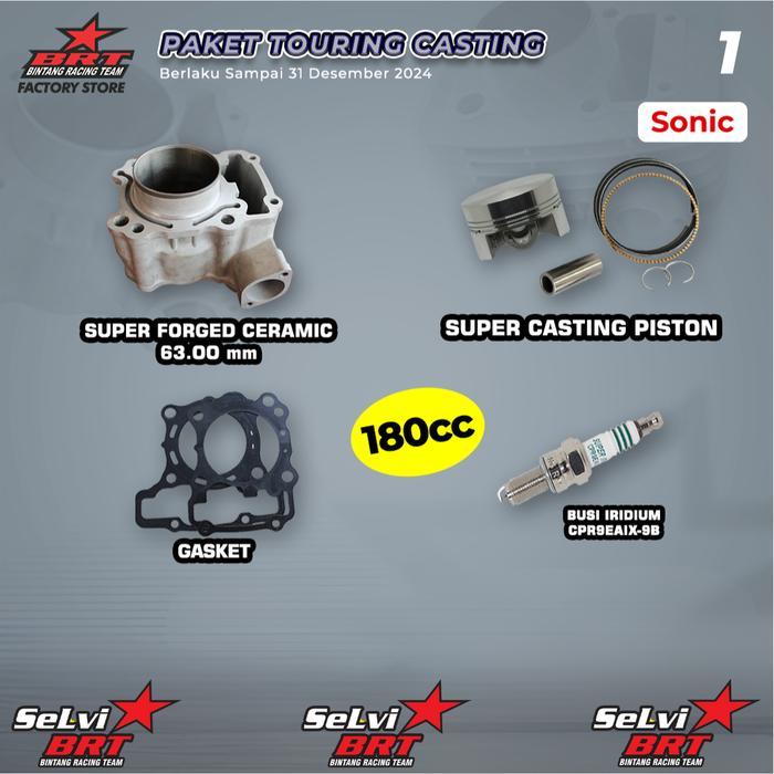 PAKET TOURING BOREUP BLOK CERAMIC SET PISTON BUSI IRIDIUM SONIC CB 150 CBR 150R LED SUPRA GTR BRT