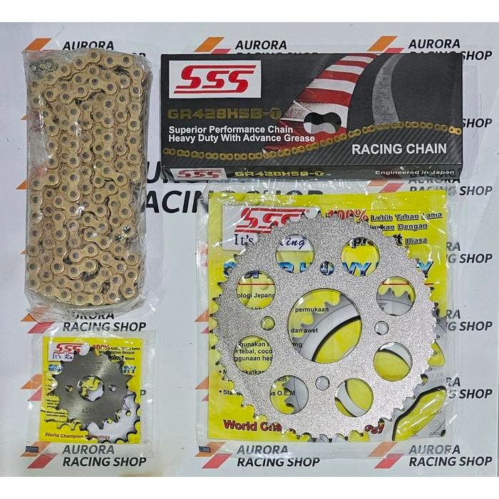 Gear Set Sss 428 Sonic 150 R & Rantai Hsbt Gold