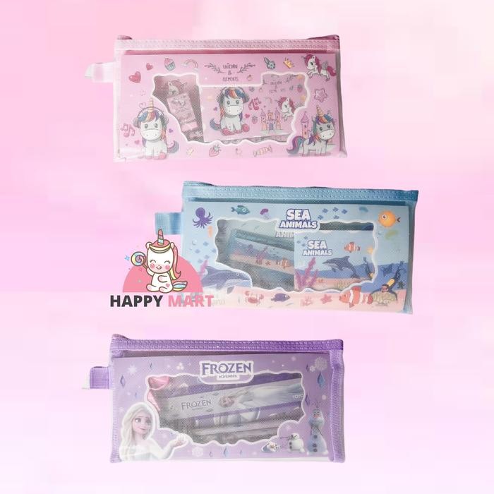 

kotak pensil jaring unicorn / frozen / sea