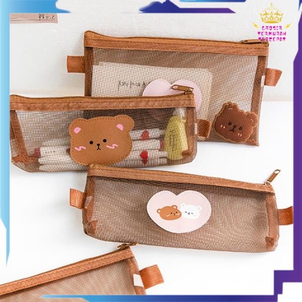 

GTT Tempat Pensil Zipper Coklat Motif Beruang Dompet Pensil