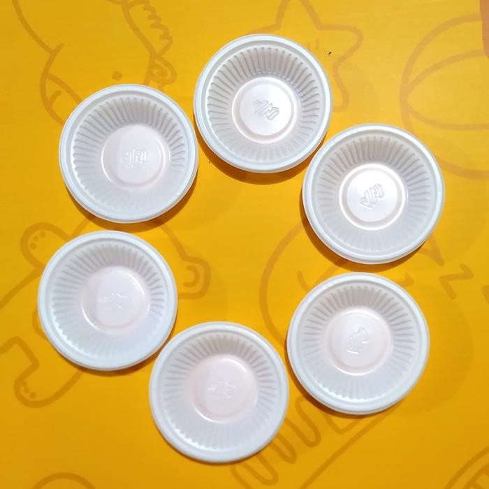 Pilihan- Wadah Piring Cup Tray Mika Sambal /Saos / Kecap Plastik Putih Susu