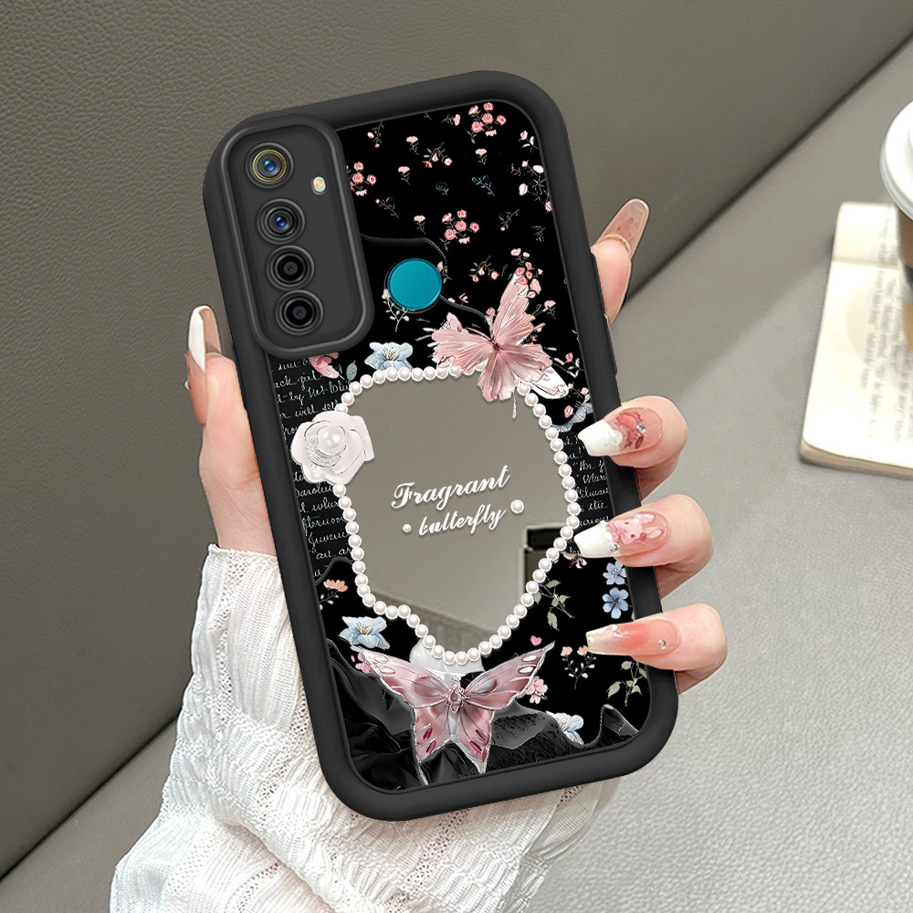 Casing Hp Untuk Realme 5 5i 5S 6i Cassing Soft Cesing Mirror JZ Pink Bow 1089 Softcase Silikon Phone