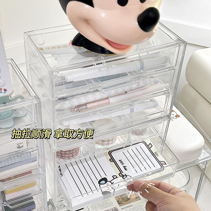 

Terlaris! Transparant Desk Set Organizer Tempat Alat Tulis Kantor Rak Drawer Atk