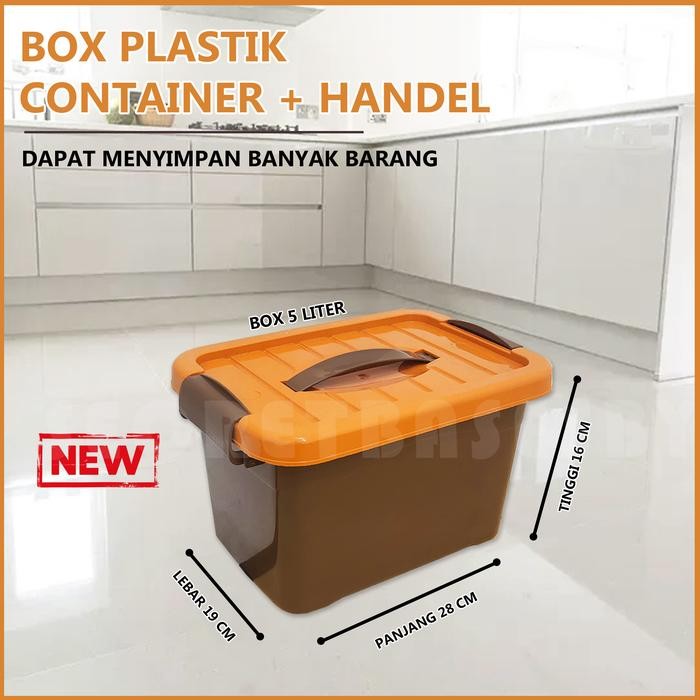 [COD] BOX CONTAINER + HANDEL 5 LITER - Pegangan / Box Plastik Serbaguna Penyimpanan