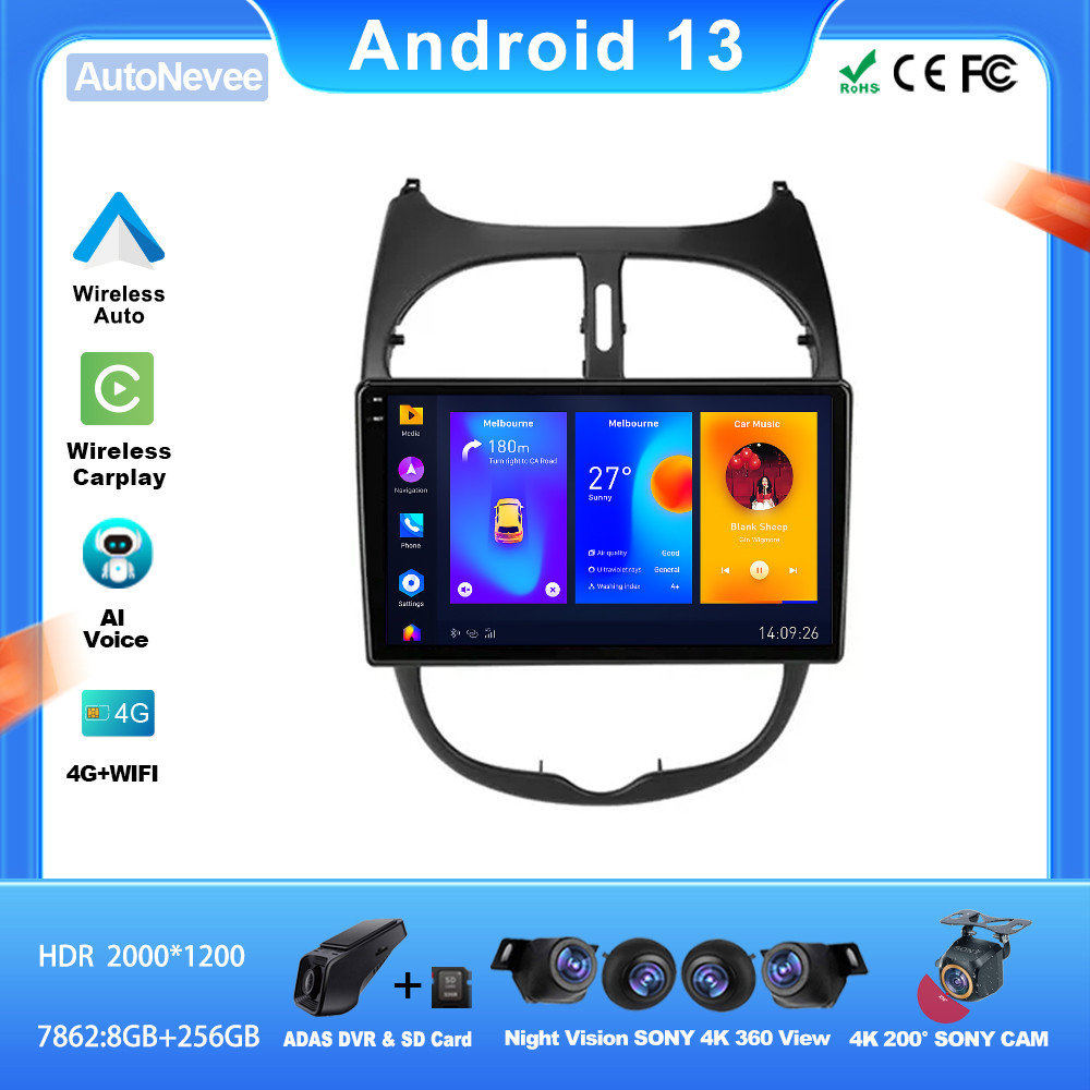 Android Radio Car For PEUGEOT 206 206CC 206SW 2001 - 2016 Multimedia