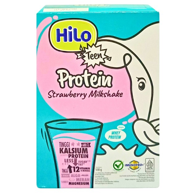 

S60734 HILO TEEN PROTEIN STRAWBERRY MILKSHAKE SUSU BUBUK 500GR BOX MAJU BERSAMA (20250910)
