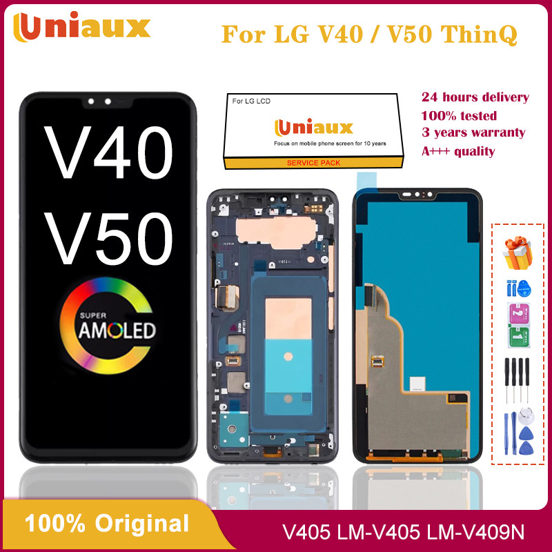 6.4" Original V405 AMOLED For LG V40 ThinQ LCD Display With Frame Touch Screen Digitizer For LG V40 