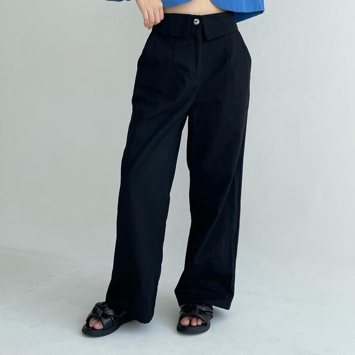 Pilihan- Peach Poppy Rei Fold Pants Katun Premium - Celana Panjang Wanita Premium Karet