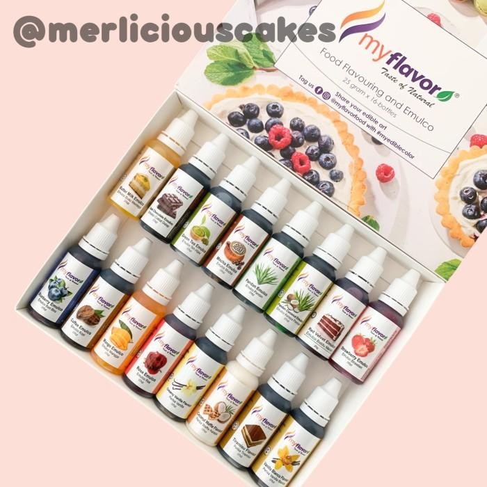 

Stok Baru My Flavor 16 Pcs Food Flavour and Emulco Food Flavouring Set Food Flavour Perisa dan