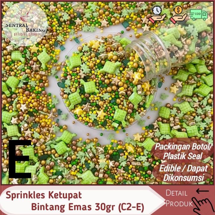 

Stok Baru Sprinkel Ketupat Bintang Emas 30gr (C2-E) / Springkel Kue Lebaran Gold