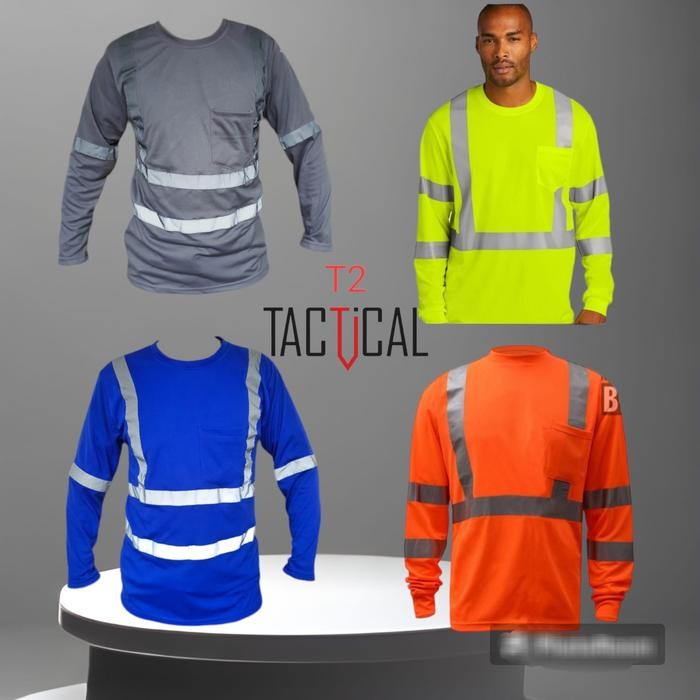 Pilihan- Kaos Panjang Lapangan Safety Scotlight - Kaos Proyek Bahan Dingin