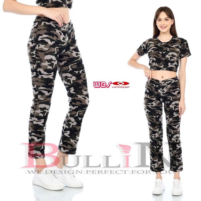 setia BULLIN celana senam panjang polos loreng army / celana olahraga wanita