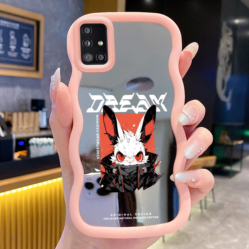 Casing Untuk Samsung A51 M40s Case Casing Beruang yang rusak Pola HP Cesing Macaron Kasing Mirror Si
