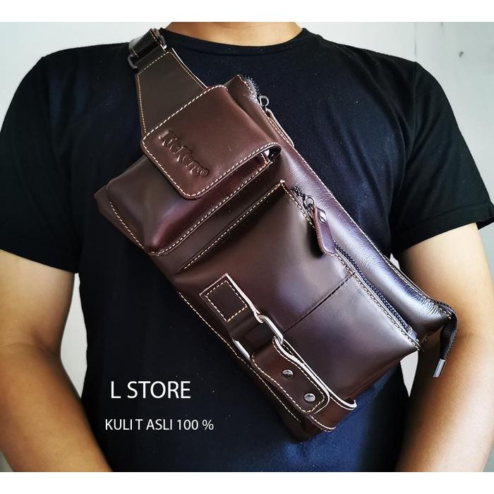 Ready Tas Waistbag Kulit Asli Pria Garut