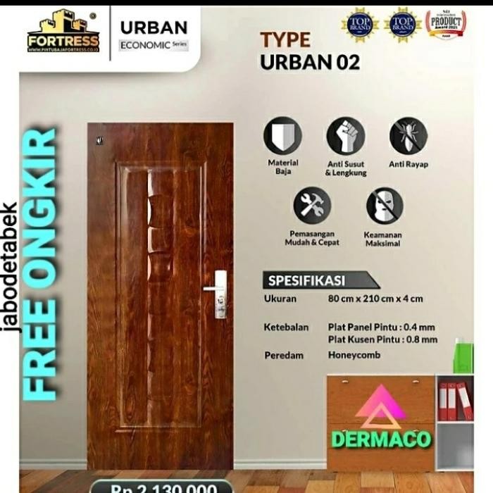 PINTU BAJA FORTRESS URBAN 80.02 / PINTU BAJA MOTIF KAYU / PINTU RUMAH