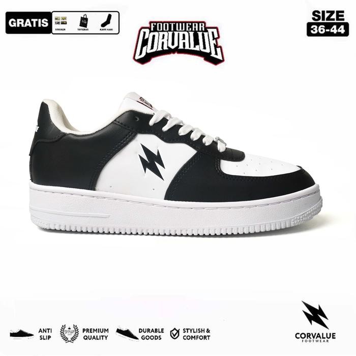 Compass - Sepatu Sepatu Sneakers Kasual Hiratsuka007 Black White Original Casual Shoes Kerja Pria