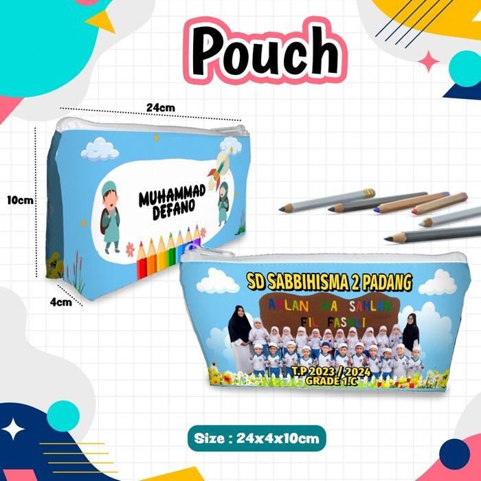 

New Tempat Pensil Custom Nama Foto Gambar Kata-Kata model Pouch Murah.
